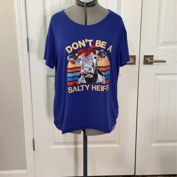 Unbranded Tops - New XXL Blue Don't Be A Salty Heifer Graphic T-Shirt